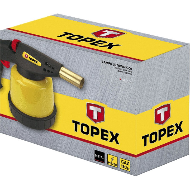 Topex gas soldering lamp, 1350°C, 1.9 kW, piezo ignition, flame control (44E141)