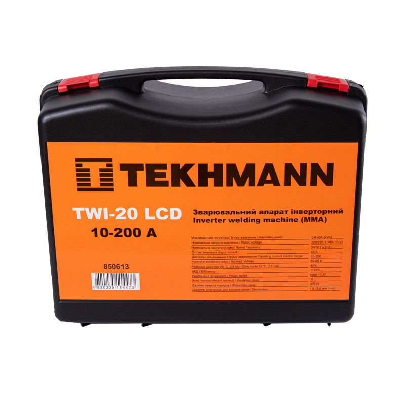 TEKHMANN Inverter welding machine TWI-20 LCD 200A 9.8kW 220-230V Hot start 3.5kg (850613)