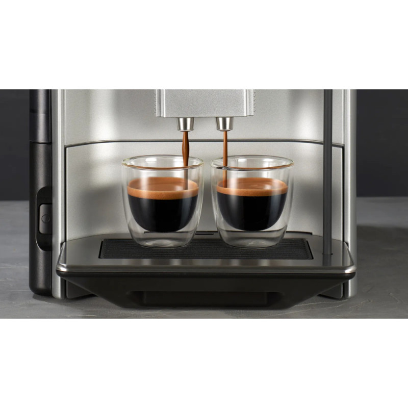 Siemens Siemens Coffee machine, 1.7L, auto capuchino maker, LED display, auto recipe-8, black-silver (TE653M11RW)