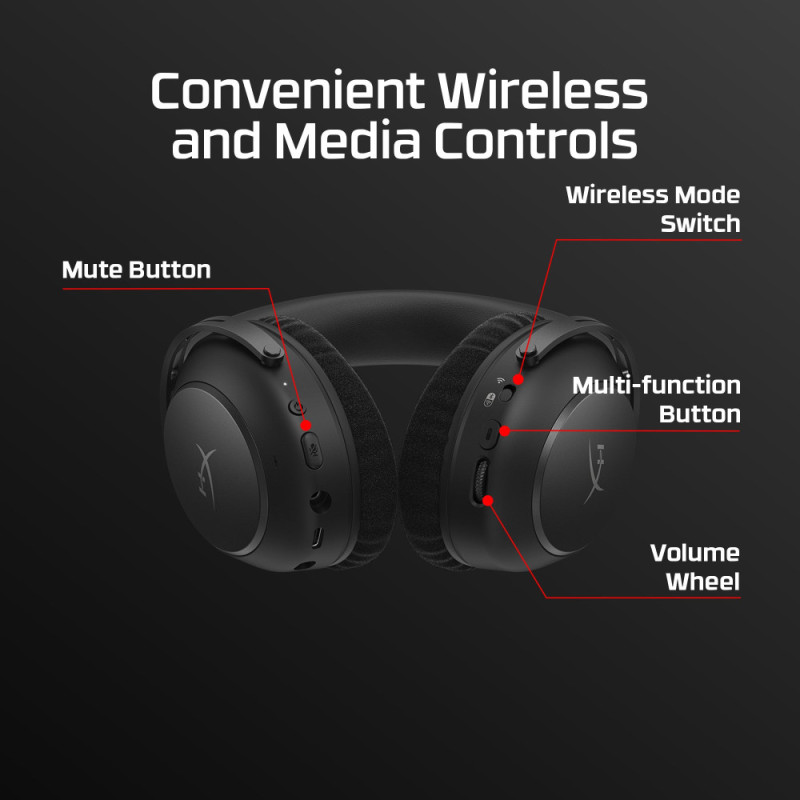 HyperX Гарнітура ігрова Cloud Alpha 2 WL/BT/mini-jack/USB-A/USB-C, 0.5м/1.5м, чорний (AJ5C7AA)