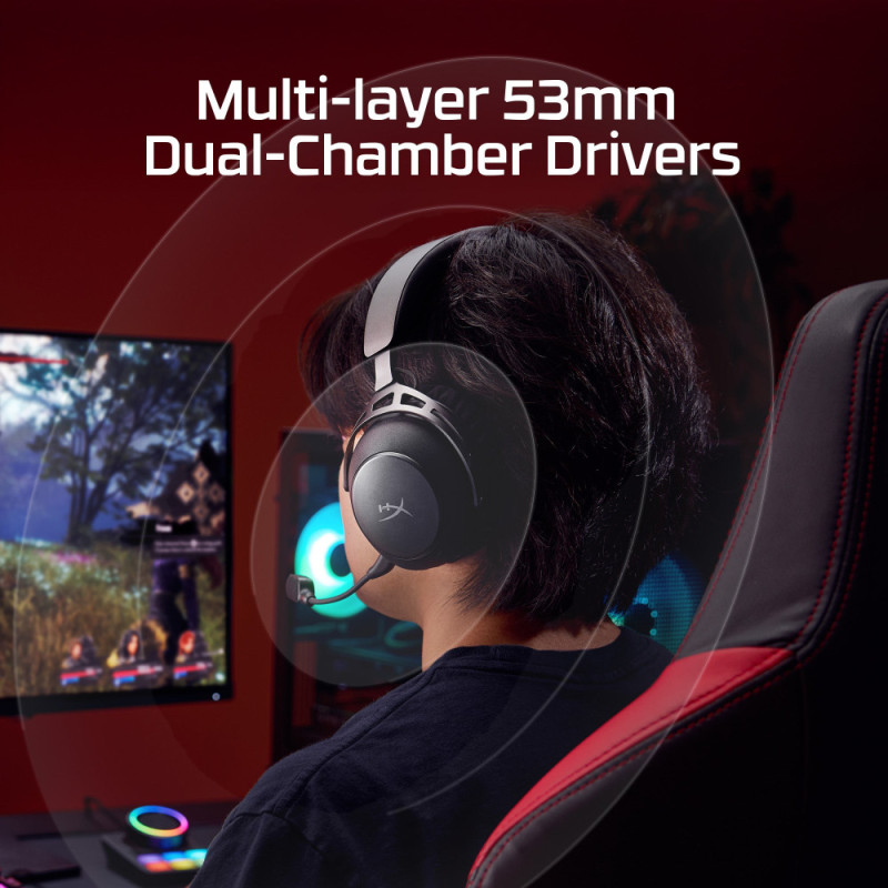 HyperX Гарнітура ігрова Cloud Alpha 2 WL/BT/mini-jack/USB-A/USB-C, 0.5м/1.5м, чорний (AJ5C7AA)