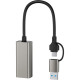 Адаптер USB-C + USB A to RJ45 Ethernet 100Mbps XO (HUB018.black)