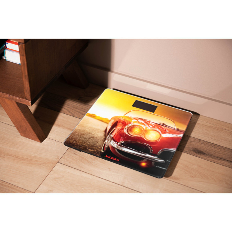 ARDESTO scales for floor Car, 150kg, AAAx2 included, glass, multi-colored (SCB-965CAR)
