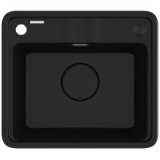 Deante Kitchen Sink granite, square, no drainboard, 500х440х230mm, bowl - 1, over-mounted, black matt + kitchen board (ZKM_N103)