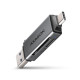 Считыватель флеш-карт AXAGON USB-C + USB-A to SD/microSD 5Gbps gray (CRE-DAC)