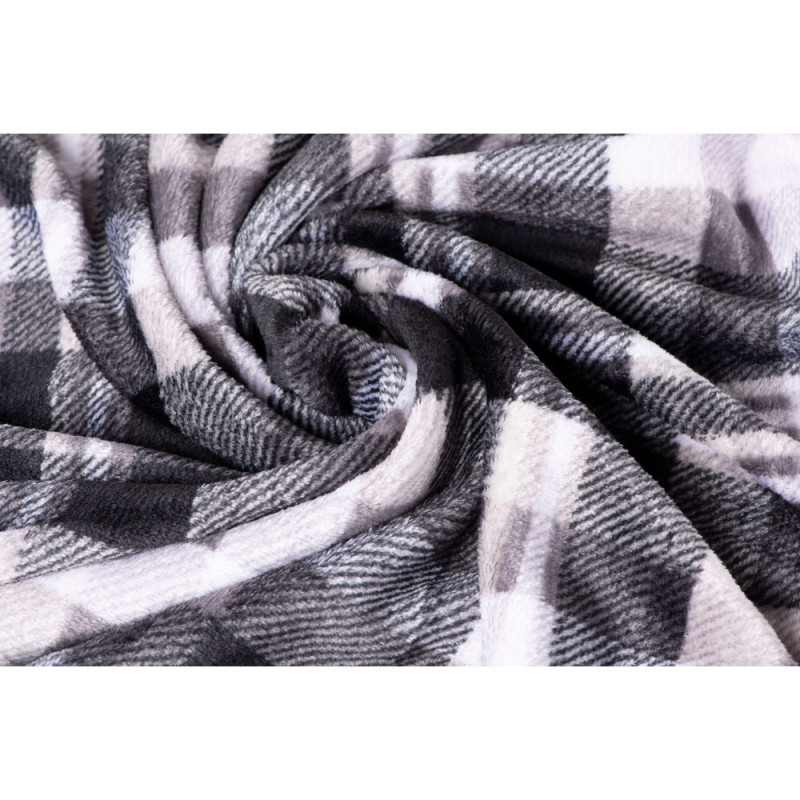 ARDESTO Flannel blanket, 200x220cm, grey check, 100% polyester (ART0102PB)