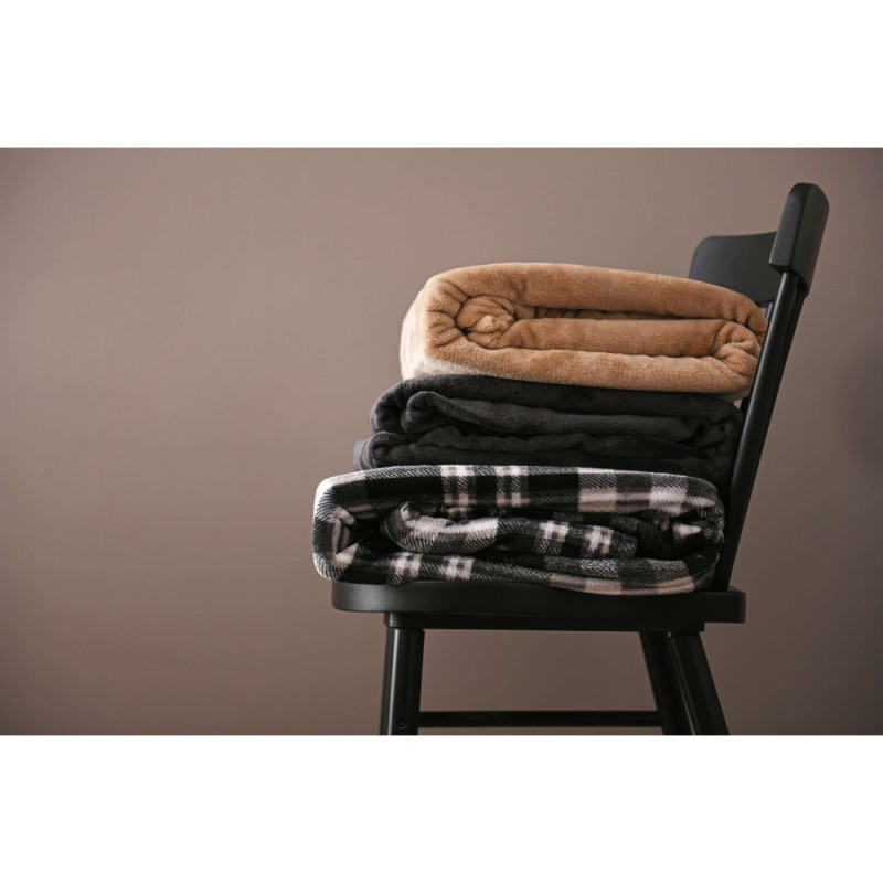 ARDESTO Flannel blanket, 200x220cm, grey check, 100% polyester (ART0102PB)