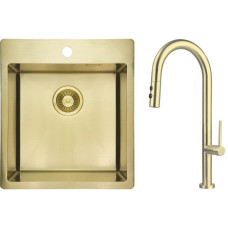 Deante Kitchen set Olfato steel sink ZPO_R10A + tap BQO_R72M, brushed gold (ZPOER10A)