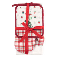ARDESTO Kitchen gift set Christmas Tree, 3pcs, 100% cotton (towel), 100% polyester (pot holders), green (ART14HTR)
