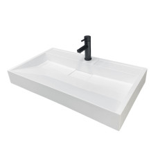 Adamant Sink, washbasin VISION, artificial stone, rectang., with mixer hole, without overflow, 800х455х110mm, imposed, white (4824296204201)