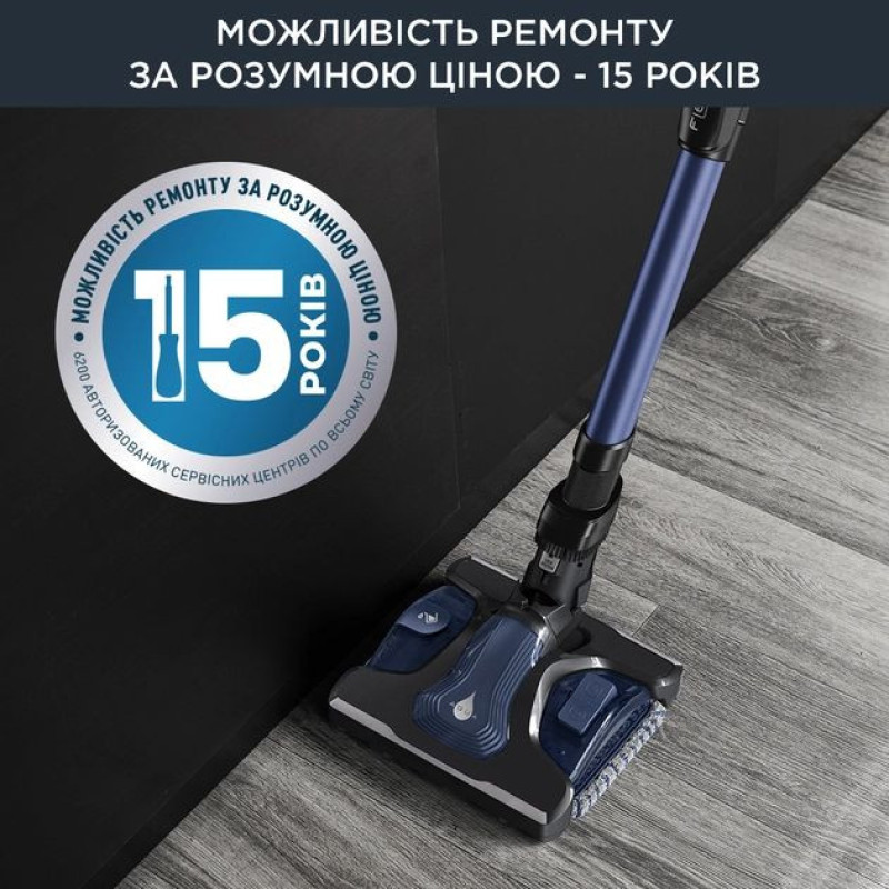 Rowenta Пилосос безпровідний XFORCE FLEX 14.60 AQUA, 200Вт, вологе прибирання, конт пил -0,9л, автон. робота до 70хв, НЕРА, чорно-синій (RH99C0WO)