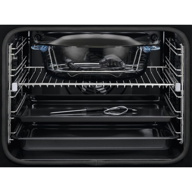 Electrolux Духовой шкаф электрический, 72л, А+, пар, дисплей, конвекция, пиролиз, ф-ция пароварки, телескопические направляющие, черный (EOC8P39WZ)