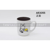 ARDESTO Mug Cat, 380ml, ceramic, white-gray (AR3055)