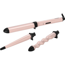 BaByliss Мультистайлер Curl & Wave Trio Styler, 58Вт, темп.режимов-2, 180°C, 210°C , термо килимок, рукавиця, кераміка, чорно-рожевий (MS750E)