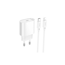 Зарядное устройство HOCO C109A USB-C PD20W + cable USB-C to Lightning white (6942007656665)