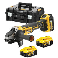 DeWALT Шліфмашина кутова акумуляторна DeWalt XR Li-lon 18B 125мм 3х5А·год 9000об/хв кейс 1.74кг (DCG405P3)