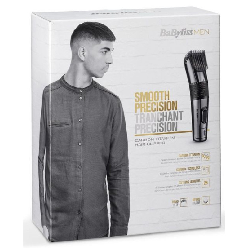 BaByliss E978E, Hair clipper, 2 attachments, precision trimmer, case, black