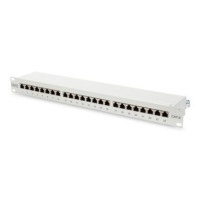 Digitus CAT 6, Class E patch panel, shielded, 24-port RJ45, 8P8C, LSA, 1U, rack mount, color grey (RAL 7035) (DN-91624S)