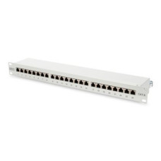 Digitus CAT 6, Class E patch panel, shielded, 24-port RJ45, 8P8C, LSA, 1U, rack mount, color grey (RAL 7035) (DN-91624S)