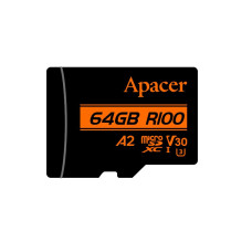 Apacer Карта памяти microSD 64GB C10 UHS-I U3 A2 R100/W80MB/s + SD (AP64GMCSX10U8-R)