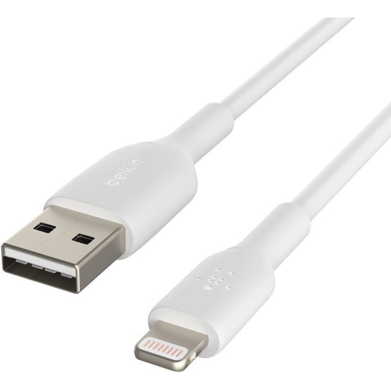 Belkin сable USB-A > Lightning charge/data, 1m, PVC, (2 Pack), white (CAA001BT1MWH2PK)