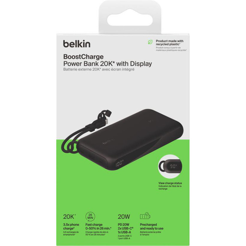 Belkin Power Bank 20K W/ DISPLAY, BLK (BPB028HQBK)