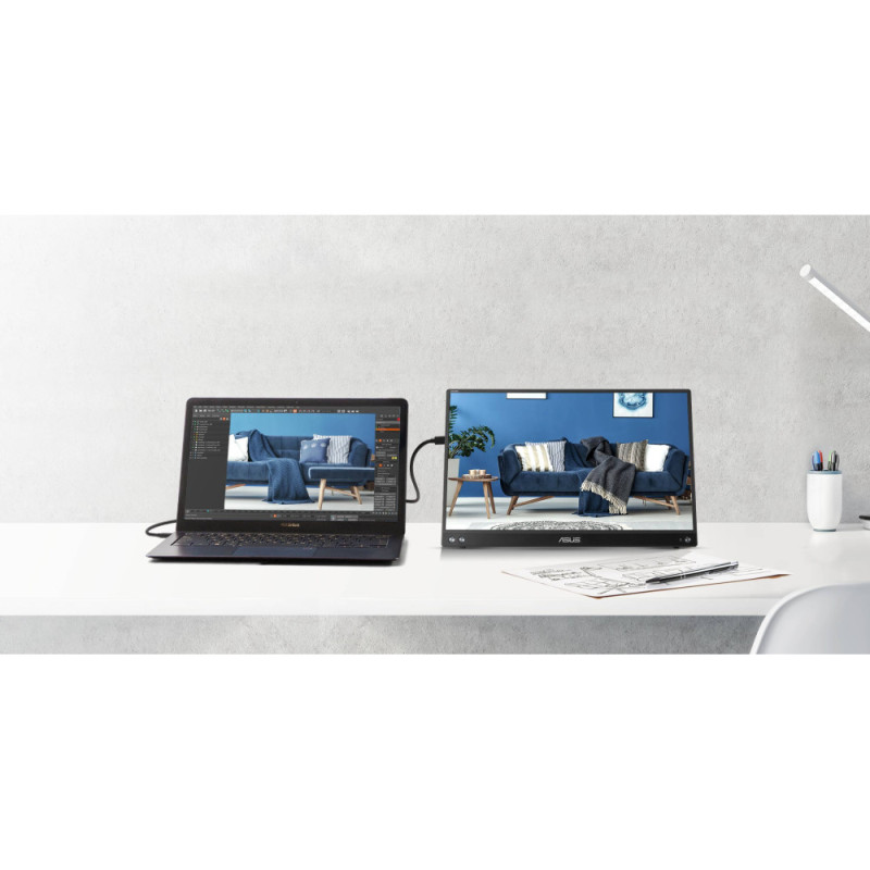 ASUS Monitor portable 15.6  ZenScreen MB16AHV mHDMI, 2xUSB-C, IPS, Cover