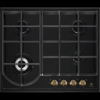 Electrolux Варильна поверхня газова Rococo, 60см, чавун, чорний матовий (EGH6343ROR)