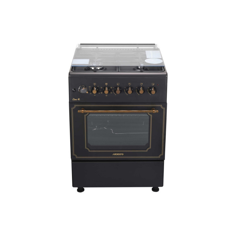 ARDESTO Cooker combined Line-R, 53L, 60x60cm, convection, cast-iron, lamp, LPG conversion set (gas cylinder connection), black (FSCF-C606B)