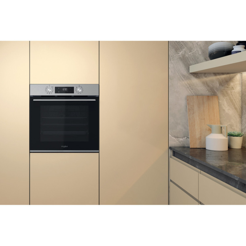 Whirlpool Духова шафа електрична, 71л, A+, дисплей, конвекція, телескопічні напрямні, нерж (OMK58HU1X)