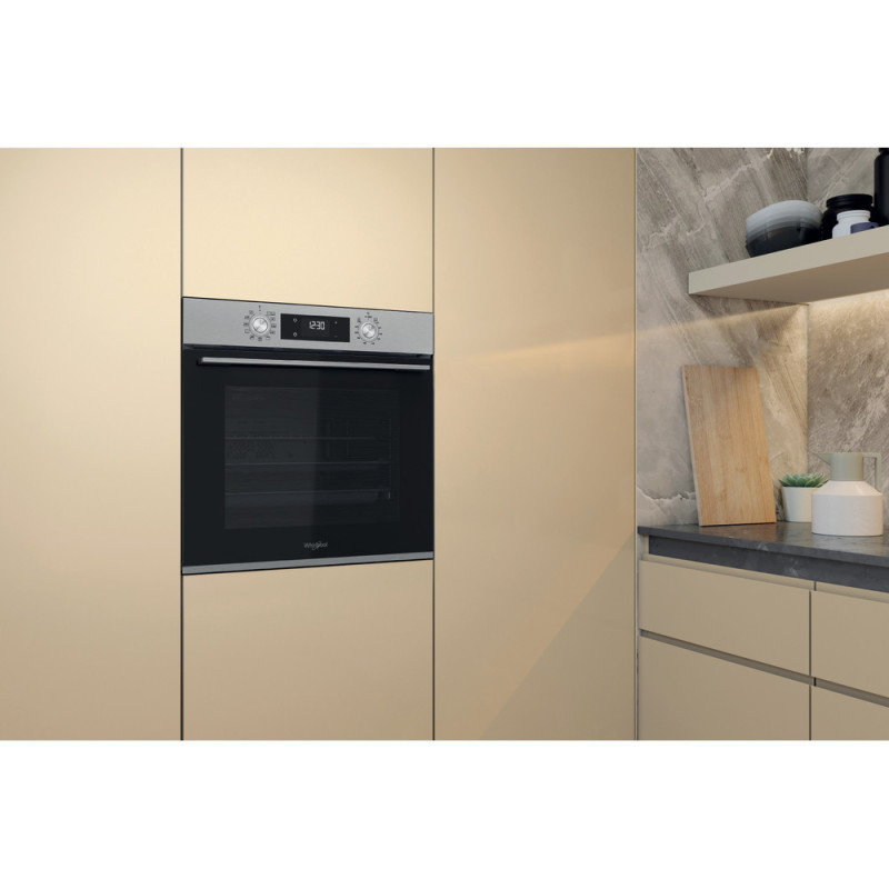 Whirlpool Духова шафа електрична, 71л, A+, дисплей, конвекція, телескопічні напрямні, нерж (OMK58HU1X)