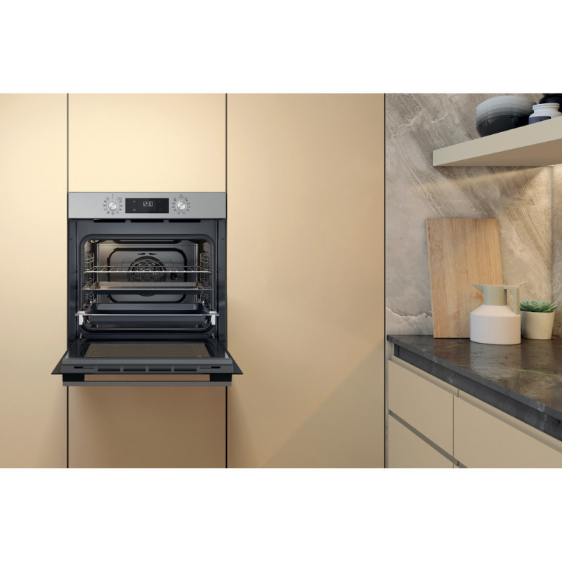 Whirlpool Духова шафа електрична, 71л, A+, дисплей, конвекція, телескопічні напрямні, нерж (OMK58HU1X)