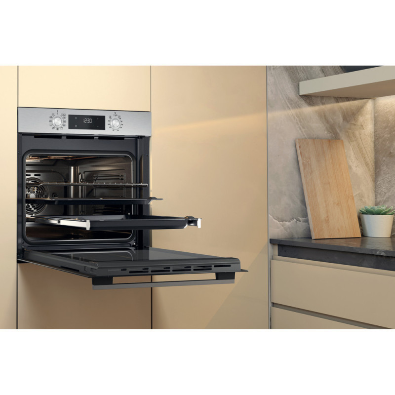 Whirlpool Духова шафа електрична, 71л, A+, дисплей, конвекція, телескопічні напрямні, нерж (OMK58HU1X)