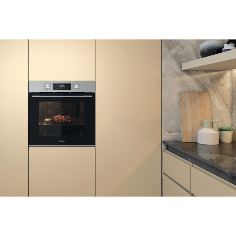 Whirlpool Духова шафа електрична, 71л, A+, дисплей, конвекція, телескопічні напрямні, нерж (OMK58HU1X)