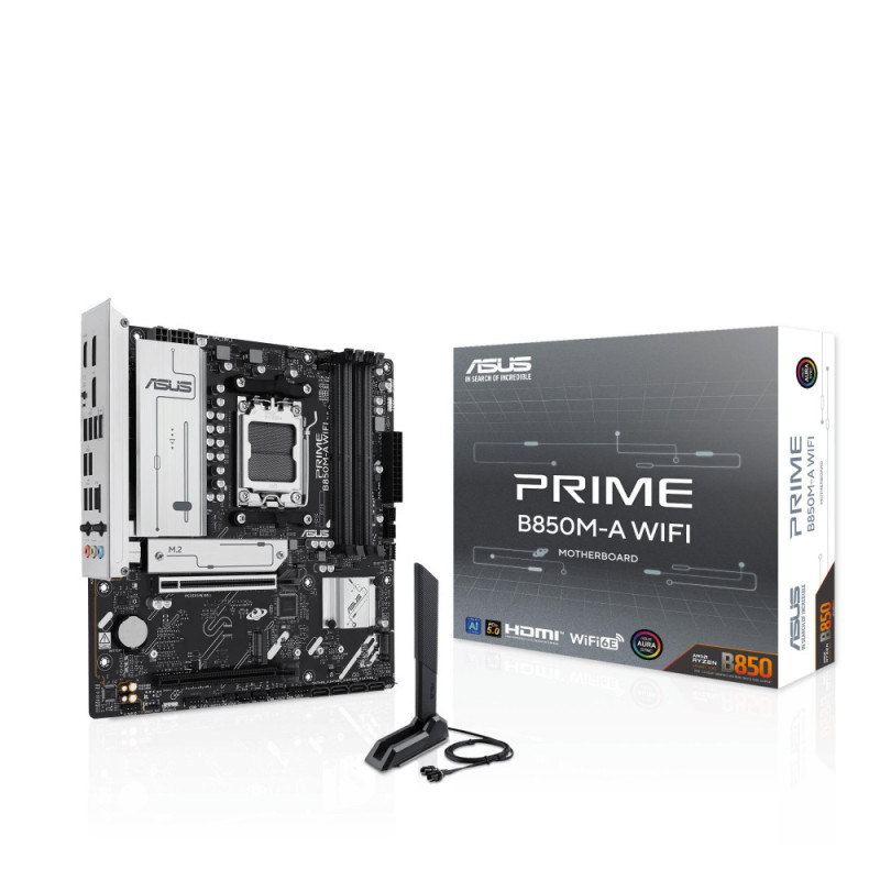 ASUS Материнcкая плата PRIME B850M-A WIFI sAM5 B850 4xDDR5 M.2 HDMI DP WiFi BT mATX (90MB1LN0-M0EAY0)
