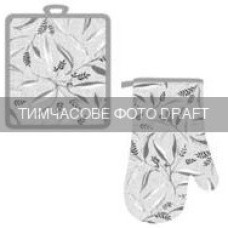 ARDESTO Набір прихваток для кухні ARDESTO Grey leaves 18х20см, 18х30см, 100% поліестер (верх), 100% бавовна (низ), cірий (ART14GL)