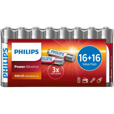 Philips Battery Philips Power Alkaline AAA Shrink, 32 pcs (LR03P32FV/10)