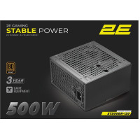 2E Gaming Блок живлення 2E GAMING Stable Power ATX3.1 (500W), >85%, 80+ Bronze, 120мм, 1xMB 24pin(20+4), 2xCPU 8pin(4+4), 3xMolex, 6xSATA, 2xPCIe 8pin(6+2) (2E-ST500BR-120)