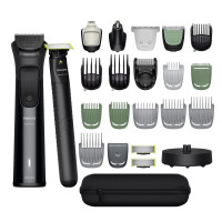 Philips trimmer Series 9000 for face, head, body, battery, nozzles-25, steel, black (MG9690/30)