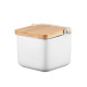 ARDESTO Sugar bowl Midori 12х12х11cm, 840ml, ceramic, bamboo, white (AR0907W)