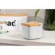 ARDESTO Sugar bowl Midori 12х12х11cm, 840ml, ceramic, bamboo, white (AR0907W)