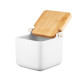 ARDESTO Sugar bowl Midori 12х12х11cm, 840ml, ceramic, bamboo, white (AR0907W)