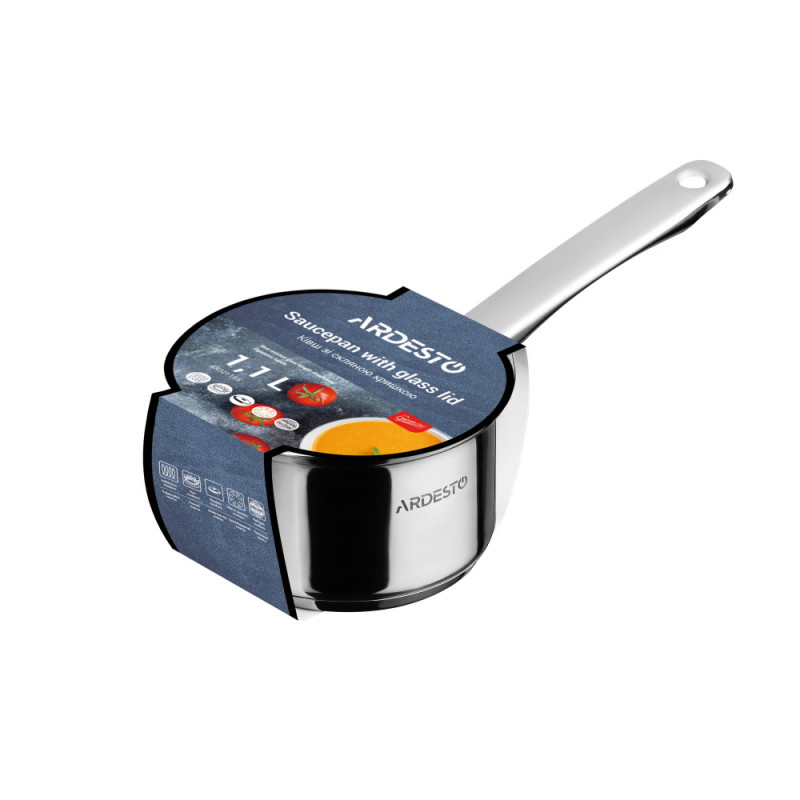 ARDESTO Saucepan Gemini, glass lid, 1.1 l, stainless steel (AR3211SS)