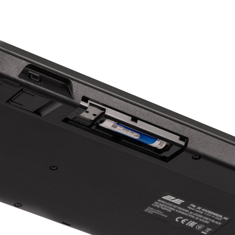 2E Keyboard membrane KS270 120key, WL/BT, EN/UK/RU, silent, black-grey (2E-KS280WBGR_AK)