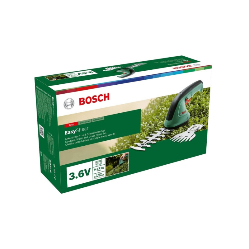 Bosch EasyShear rechargeable brushcutter, 3.6V, 1x1.5Ah, blade 12cm, cutting step 8mm, 0.5kg (0.600.833.303)