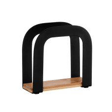ARDESTO Napkin holder Midori 12х4.5х12cm, metal, bamboo, black (AR0911BB)