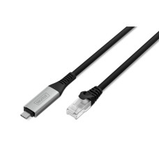 Digitus Кабель DIGITUS Ethernet USB-C - RJ45 CAT 6A S/FTP, 1 Gbit/s, 2m, LSZH (AK-300601-020-S)