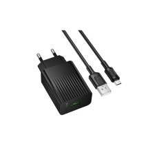 Зарядное устройство BOROFONE USB QC3.0 + cable USB to Micro 5P black (6941991122651)