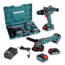 Könner & Söhnen Set of two cordless tools KS IDAGB 20V SET 1 20V impact drill, angle grinder, fast ZP 2.4A battery 1x2A·h+1x4A·h case 3kg (KSIDAGB20VSET1)