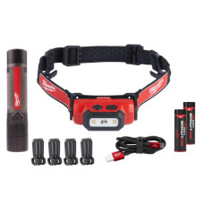 Milwaukee Ліхтар світлодіодний акумуляторний Milwaukee L4 FMHL2LED-302 4В 2х3А·год налобний 600лм+ручний 800лм ЗП 0.23кг (4933499300)